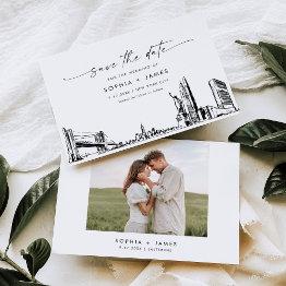 Small New York City Skyline Wedding Save The Date Invitations Front View