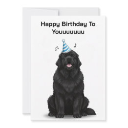Small Newfoundland Dog Happy Birthday To Youuuuu Invitations Front View