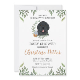 Small Newfoundland Puppy Baby Shower Invitation Front View