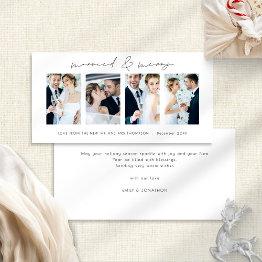 Small Newlyweds 4 Photos Married & Merry Christmas Holiday Invitations Front View