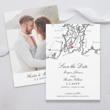 newport rhode island elegant black white wedding save the date