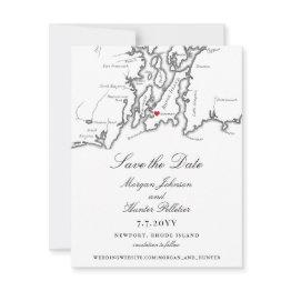 Small Newport Rhode Island Elegant Black White Wedding Save The Date Front View