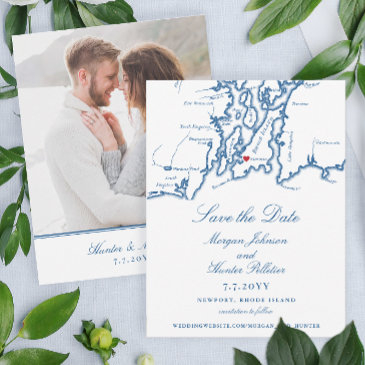 newport rhode island elegant navy wedding save the date