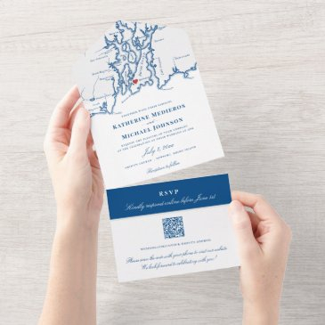 newport rhode island elegant wedding all in one invitation