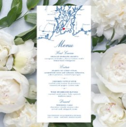 Small Newport Rhode Island Map Elegant Navy Blue Menu Front View