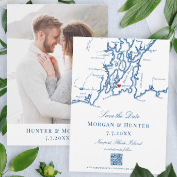 newport rhode island save the date elegant qr code