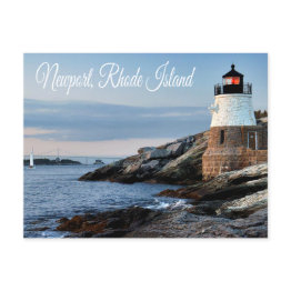 Small Newport Rhode Island Sunset Lighthouse Postinvitations Front View
