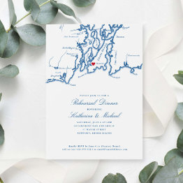 Small Newport Rhode Island Wedding Rehearsal Dinner Invitation Front View