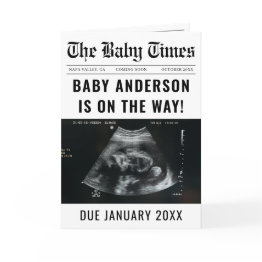 Small Newspaper Baby Expecting Pregnancy Announcement Front View