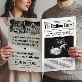 Small Newspaper Pregnancy Announcement Fold In Half Poster Front View