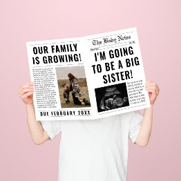 Small Newspaper Unique Big Sister Pregnancy Announcement Front View