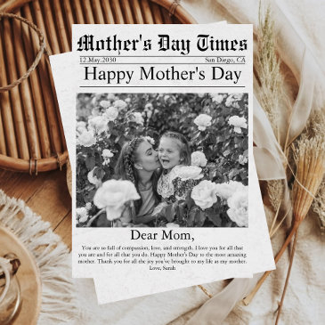 newspaper unique fun photo happy mother's day invitations