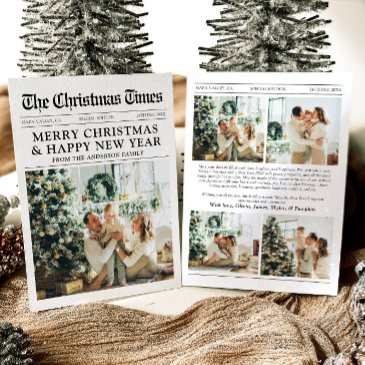 newspaper unique fun what a year photo christmas holiday invitations