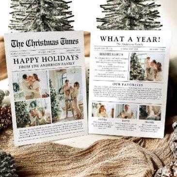 newspaper unique fun what a year photo christmas holiday invitations