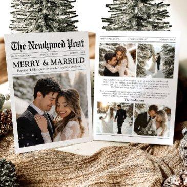newspaper unique merry and married photo christmas holiday invitations