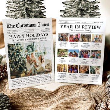 newspaper year in review family photo christmas holiday invitations