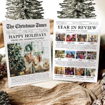 newspaper year in review family photo christmas holiday invitations