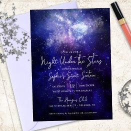 Small Night Under The Stars Galaxy Sweet 16 Invitation Front View