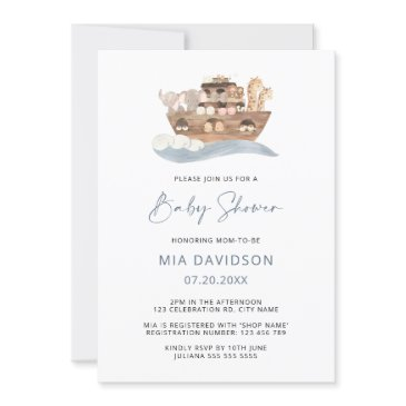 noah's ark baby shower invitation