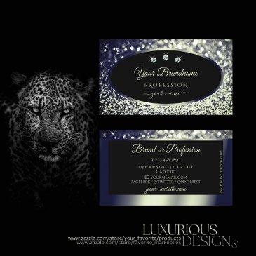 noble black blue silver sparkle glitter diamonds business invitations