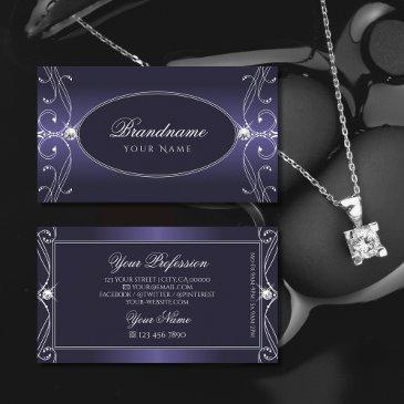 noble blue ombre ornate oranments sparkle diamonds business invitations