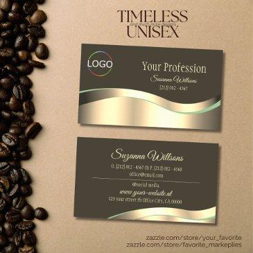 noble dark brown wavy gold decor with brand logo business invitations