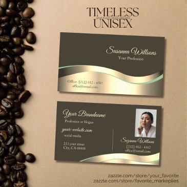 noble dark brown wavy gold decor with photo luxury business invitations
