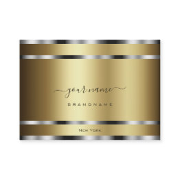 Small Noble Dark Gold Effect With Chrome Silver Stripes Business Invitations Front View