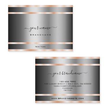 noble graphite silver shimmery rose golden lines business invitations
