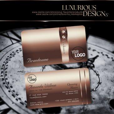 noble rose gold decor shimmery diamonds add logo business invitations