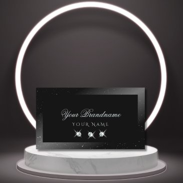 noble shimmery black sparkling diamonds elegant business invitations