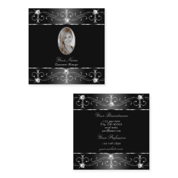 noble silver black white ornate ornaments photo square business invitations