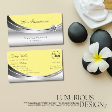noble silver decor yellow with logo and diamond business invitations