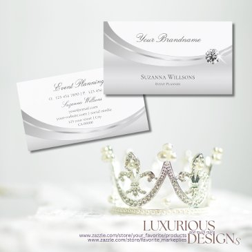 noble white silver decorated with sparkly jewel business invitations