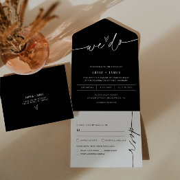 Small Noir Minimalist Wedding All In One Invitation Front View