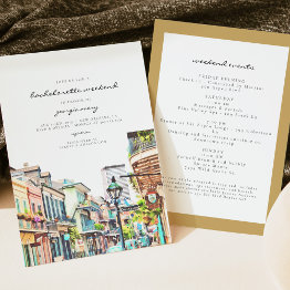 Small Nola | New Orleans Mardi Bachelorette Itinerary Invitation Front View