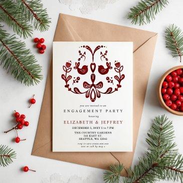 nordic birds christmas engagement party invitation