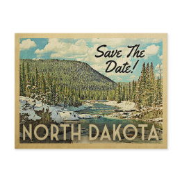 Small North Dakota Save The Date Mountains River Snow Announcement Postinvitations Front View