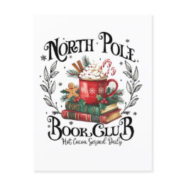 Small North Pole Book Club Hot Cocoa Christmas Announcement Postinvitations Front View