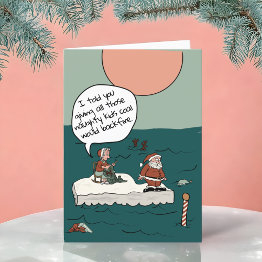 Small North Pole Climate Crisis Funny Christmas Invitations Front View