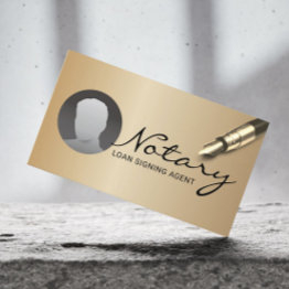 Small Notary Loan Signing Agent Modern Gold Photo Business Invitations Front View