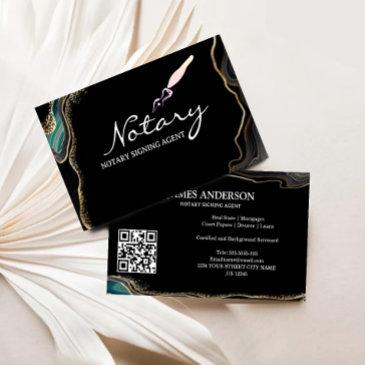 notary signing agent agate black gold glitter business invitations