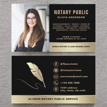 notary signing agent photo black & gold business invitations