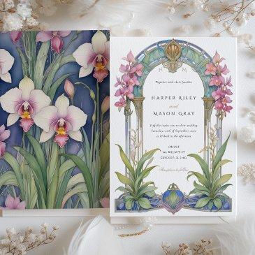 nouveau orchid garden wedding invitation