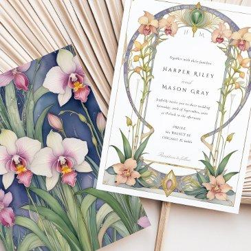 nouveau orchid garden wedding invitation