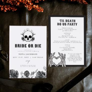 nova skull bride or die til death bachelorette invitation