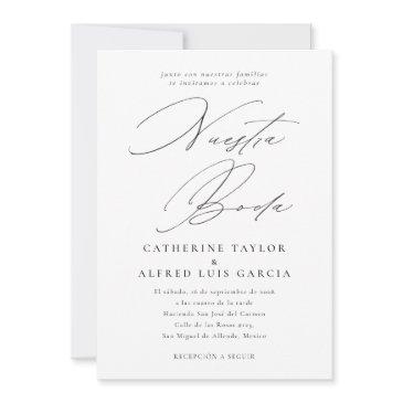 nuestra boda spanish language black script wedding invitation
