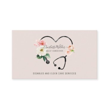nurse caregiver floral stethoscope business invitations