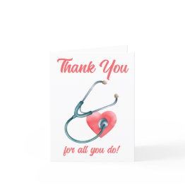 Small Nurse Doctor Medical Heart Stethoscope Nursing Thank You Invitations Front View