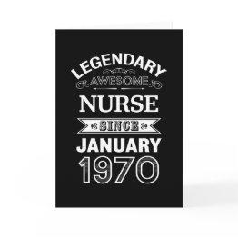 Small Nurse January 1970 50th Birthday Gift Invitations Front View